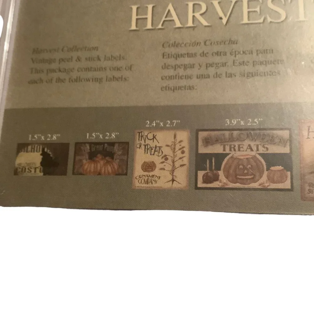 Melissa Frances Harvest Collection‎ Vintage Labels Peel Stick Halloween Fall NEW